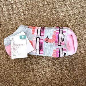 Xhilaration Pink Gray Novelty Low-Cut Socks